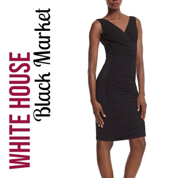 WHBM Classic LBD Sleeveless Ruched Bodycon Sheath Cocktail Dress, Size 0 - Picture 13 of 13